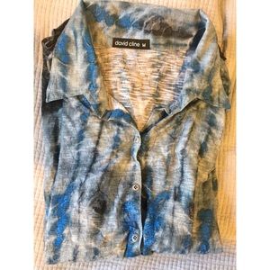 Blue Tie Dye Soft Button Up
